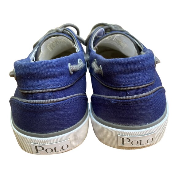 POLO by Ralph Lauren LANDER Men’s 10.5 Boat Shoes Navy Canvas White Trim - Picture 5 of 11